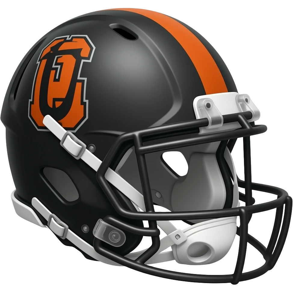 Nike football black helmet orange logo on side, front emoji