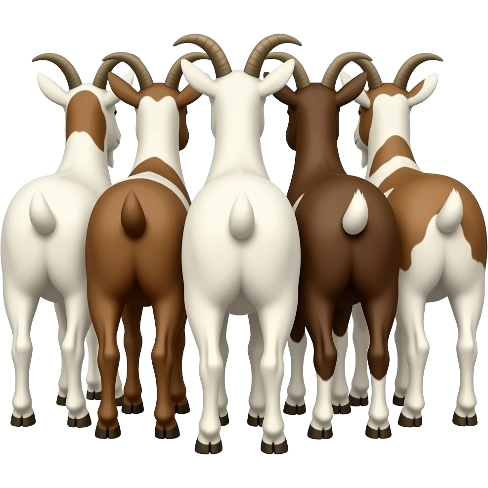 Hazme 7 cabras de tonos blancos y marrones. Tienen que estar las siete juntas i de espaldas. emoji