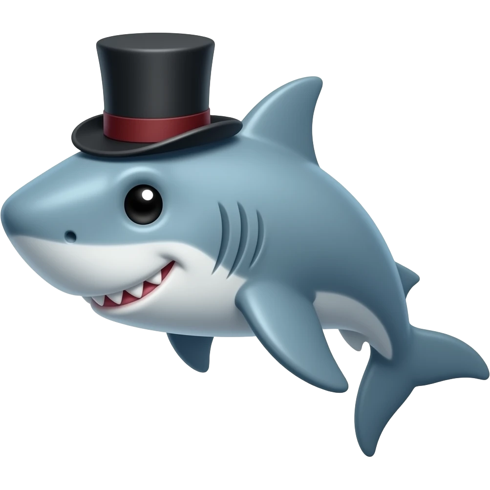 Shark with a top hat emoji