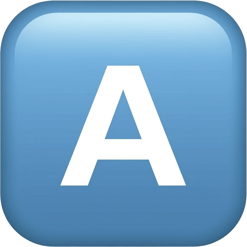 Letter A in blue square emoji