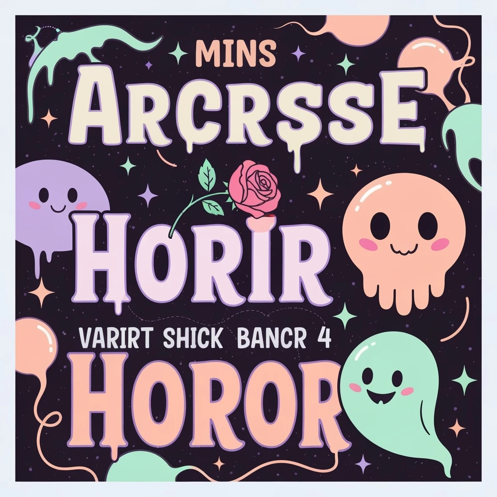 pastel horror banner, cute, expressive, minimal, variation 4 emoji