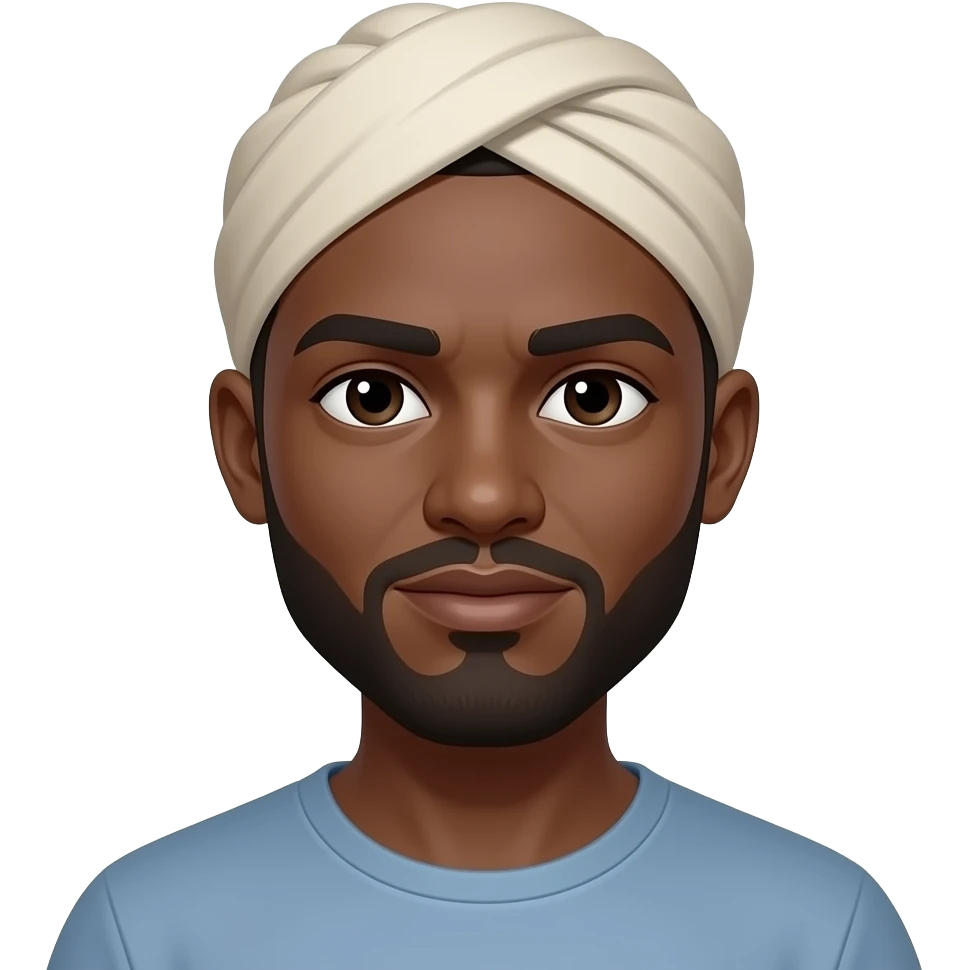 Hombre color negro calvo con un trapo en la caneza emoji