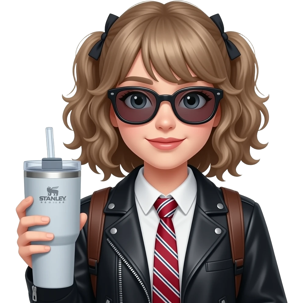 preppy baddie girl with a stanley tumbler emoji