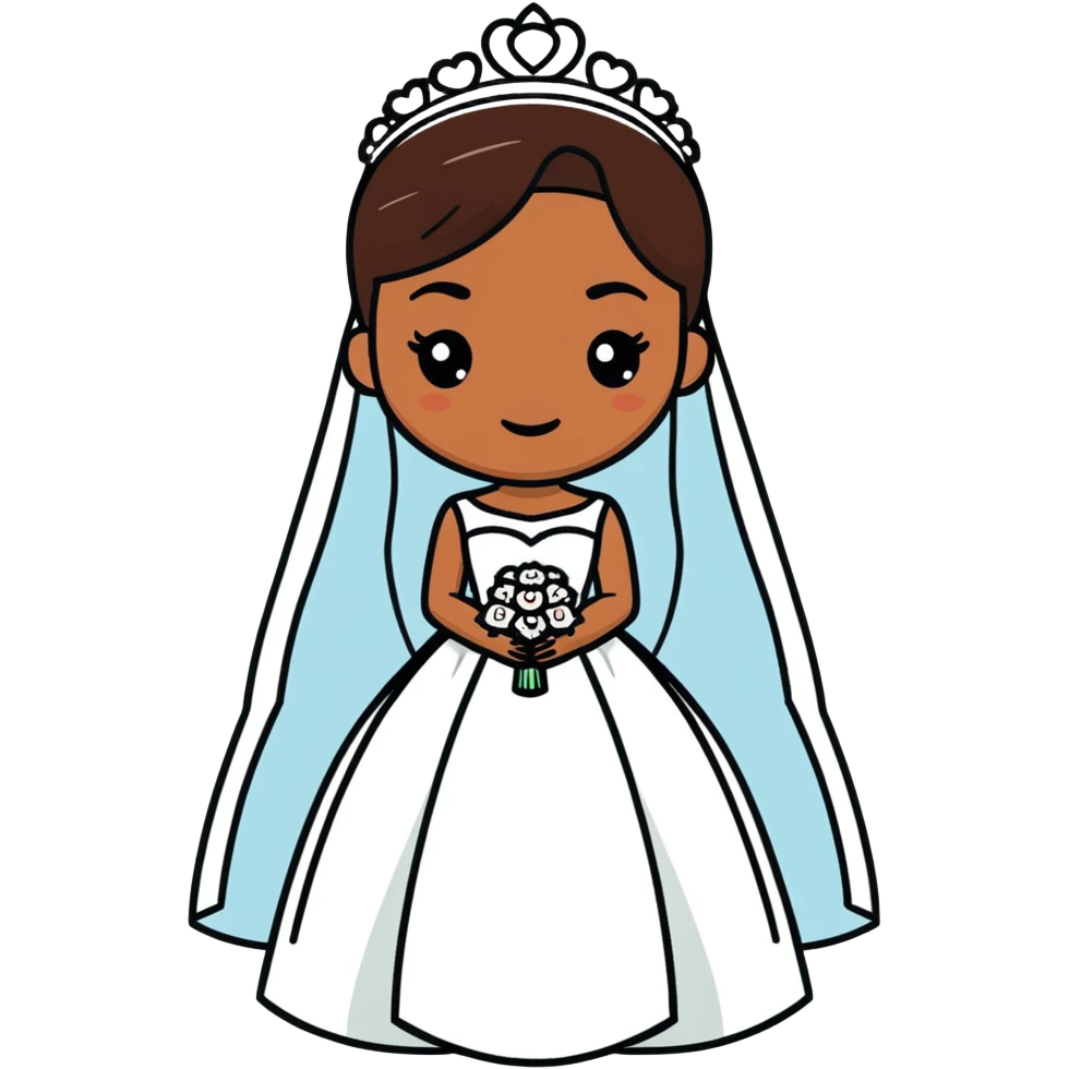 Medium brown skin lady, getting married emoji
