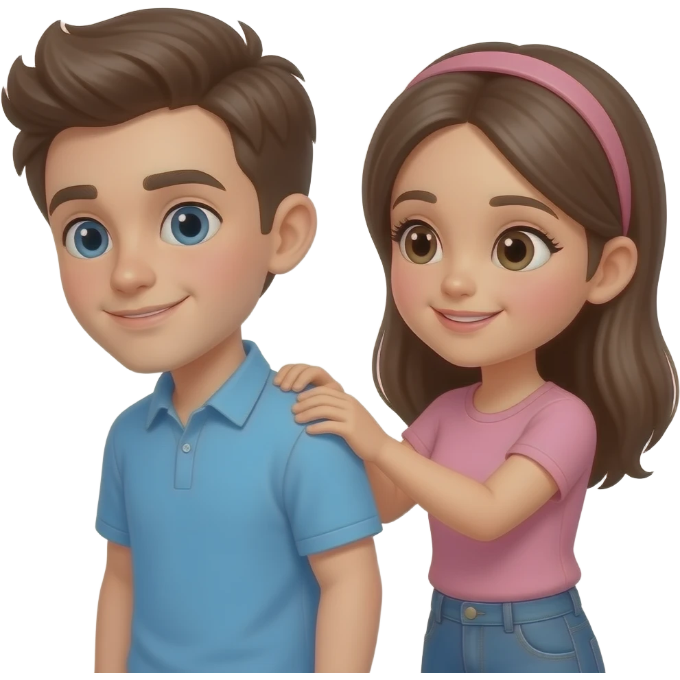 Een meisje dat de jongen backscratches geeft emoji