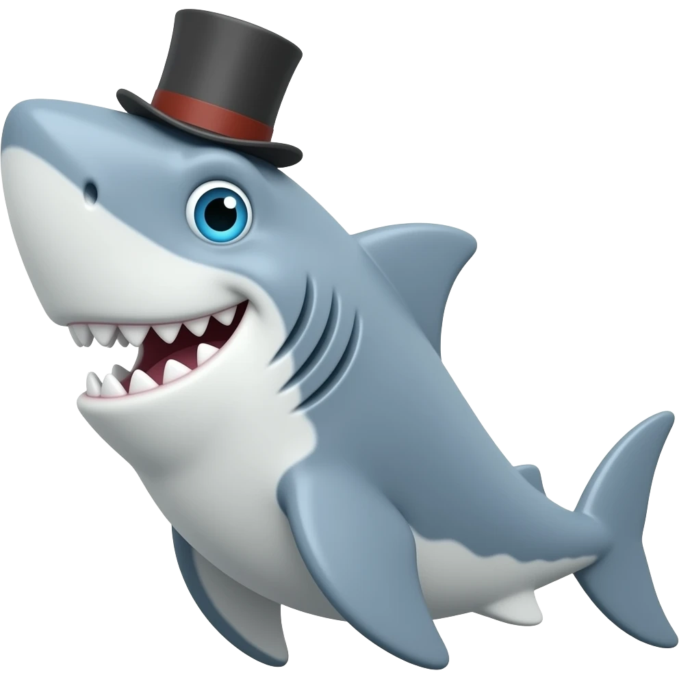Shark with a top hat emoji