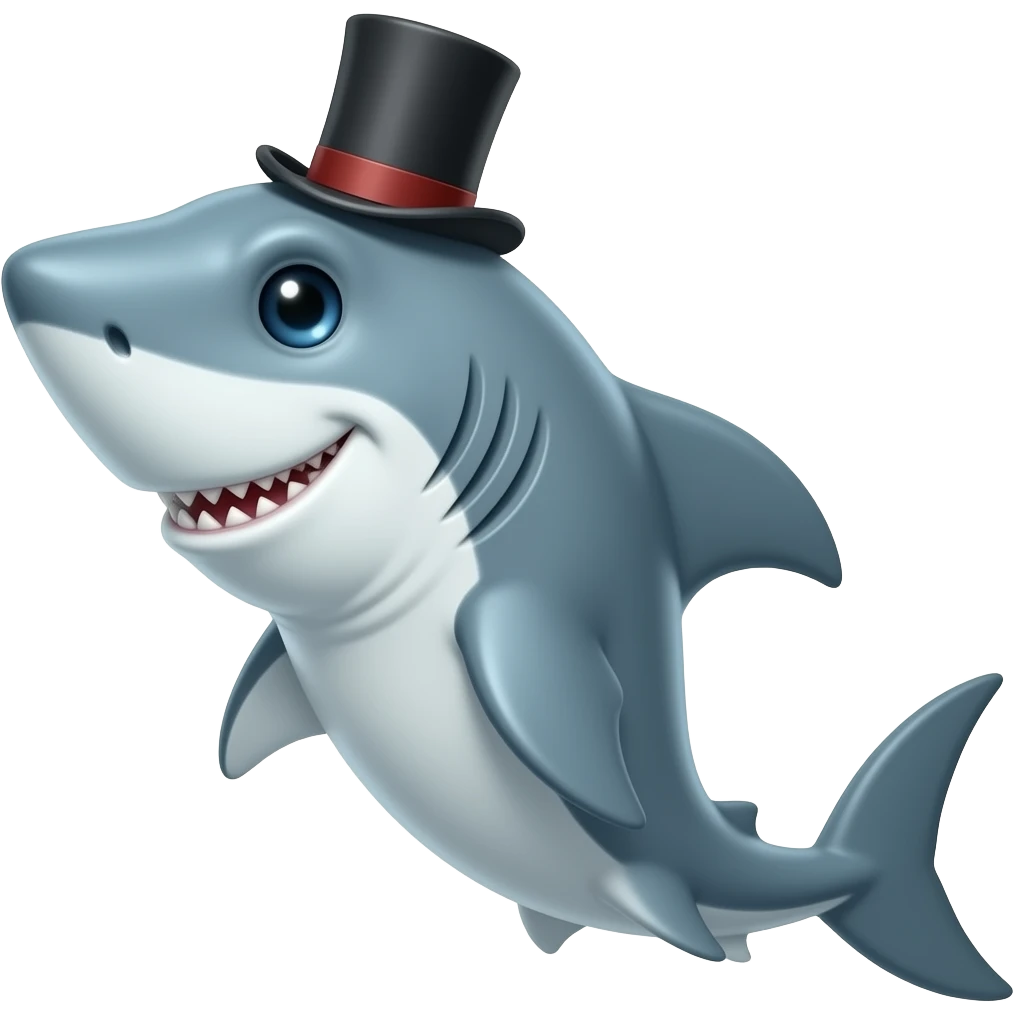 Shark with a top hat emoji