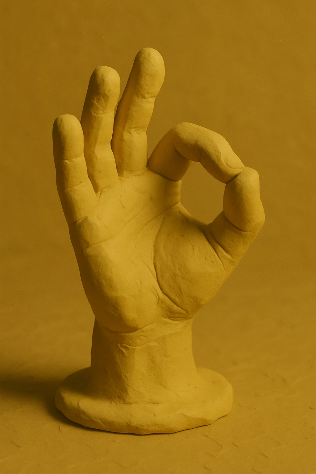 hand making the 'OK' gesture, claymation style, yellow color emoji