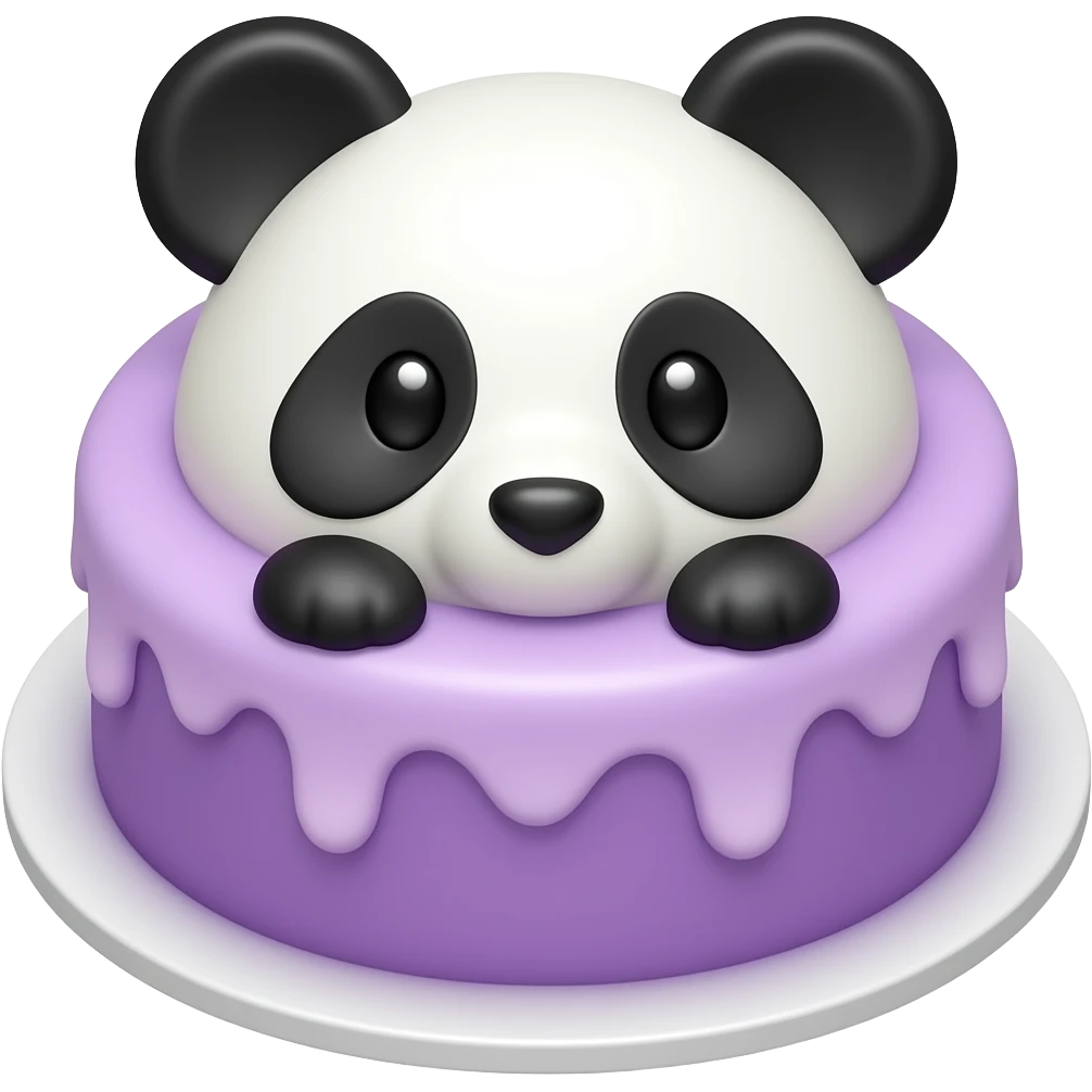 purple panda shaped cake emoji