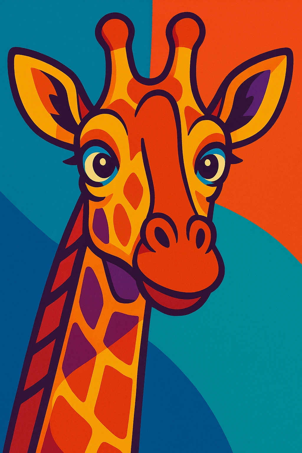 giraffe head, vibrant cartoon style emoji