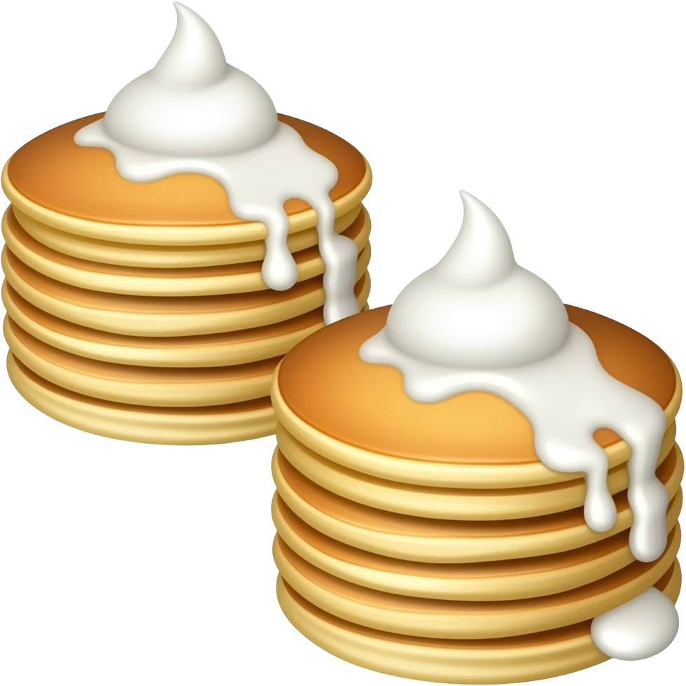 Two stacks of pancakes with drizzled cream on top emoji