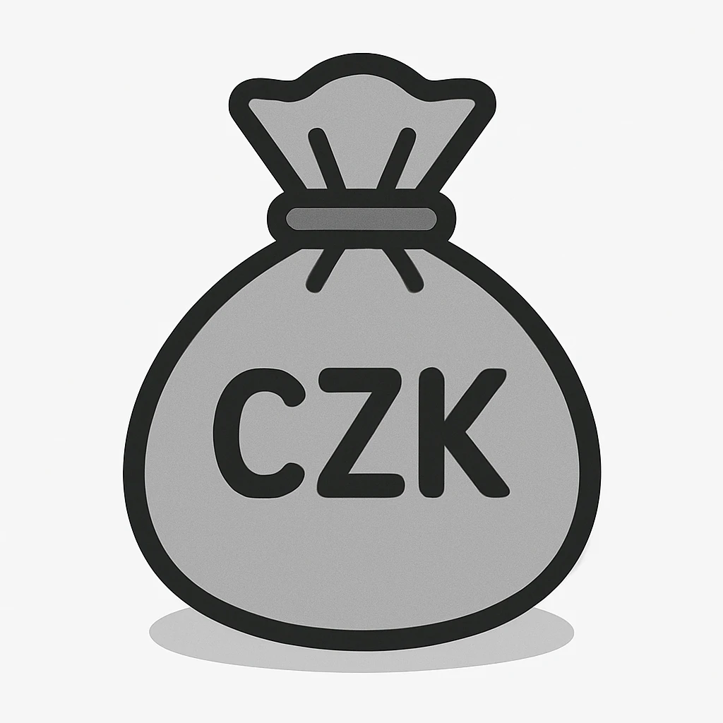 stylized money bag with CZK label, simple flat design, minimal color palette emoji