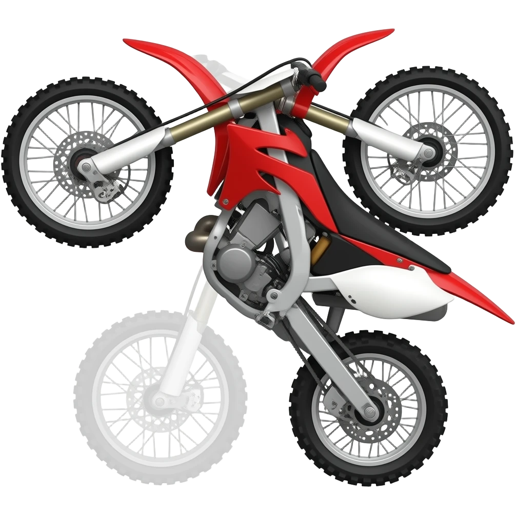 A red dirtbike doing a wheelie with no rider emoji