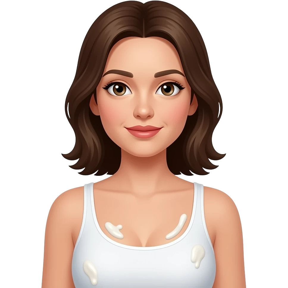 Yogurt spread on female chest emoji