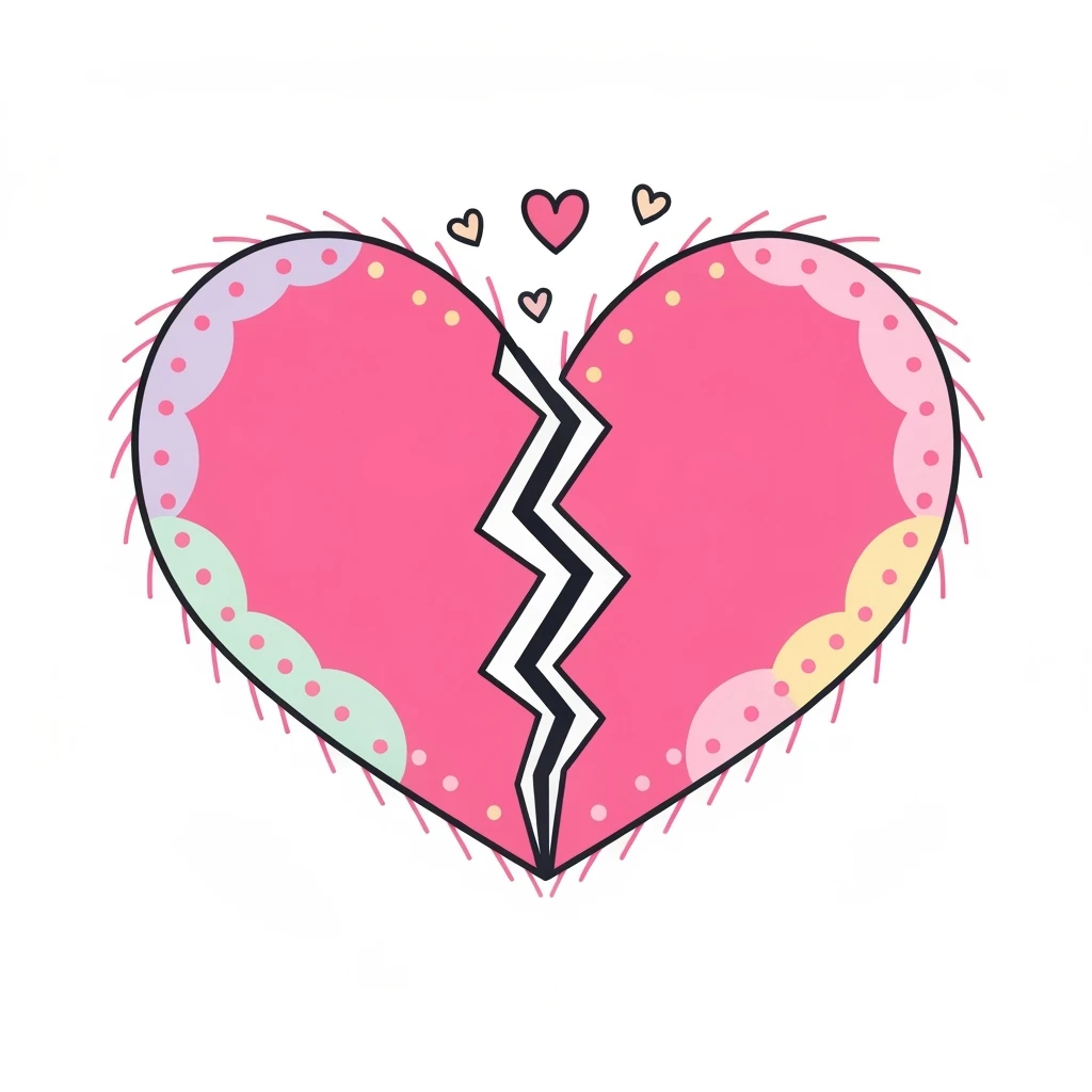 cute emo heart broken in two emoji