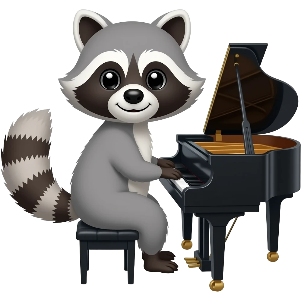 Raccoon playing piano emoji