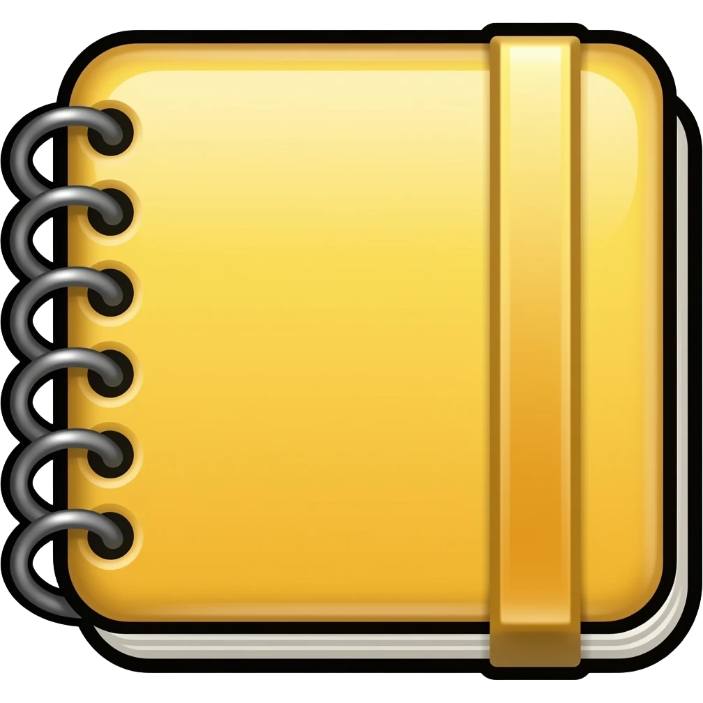 thick black outline, bright notebook emoji, thick black outline, simple cartoon emoji