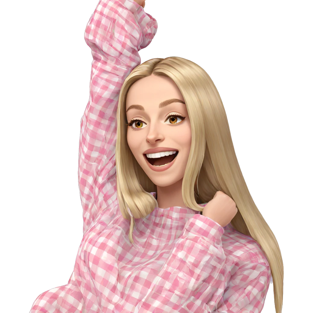 blonde girl with a smile emoji