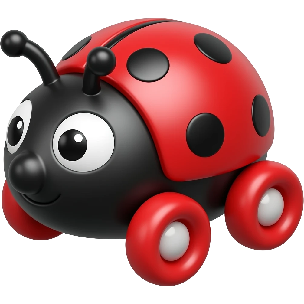 Wheeled solid toy ladybug with red wheels emoji