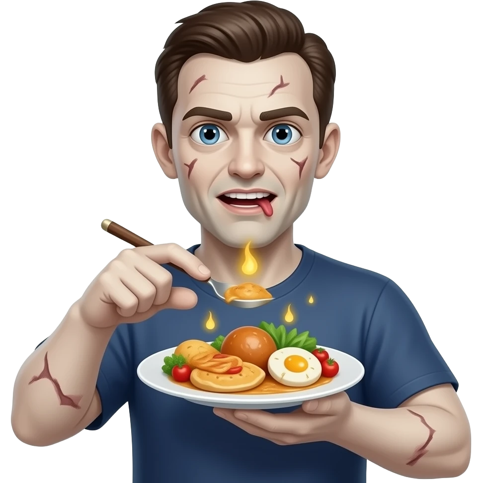 White man zombie food spell emoji