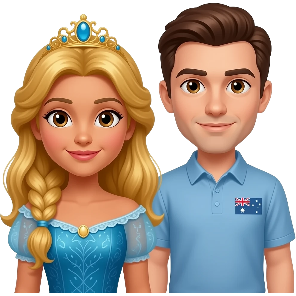 Princess Laila,blond brunette, brown eyes, Australian with  tall guy Harris emoji
