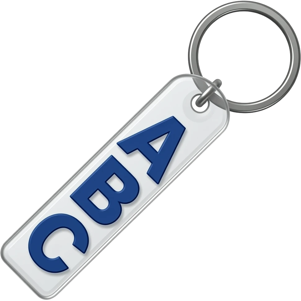 keyring with alphabet A B and C plastic narrow down emoji