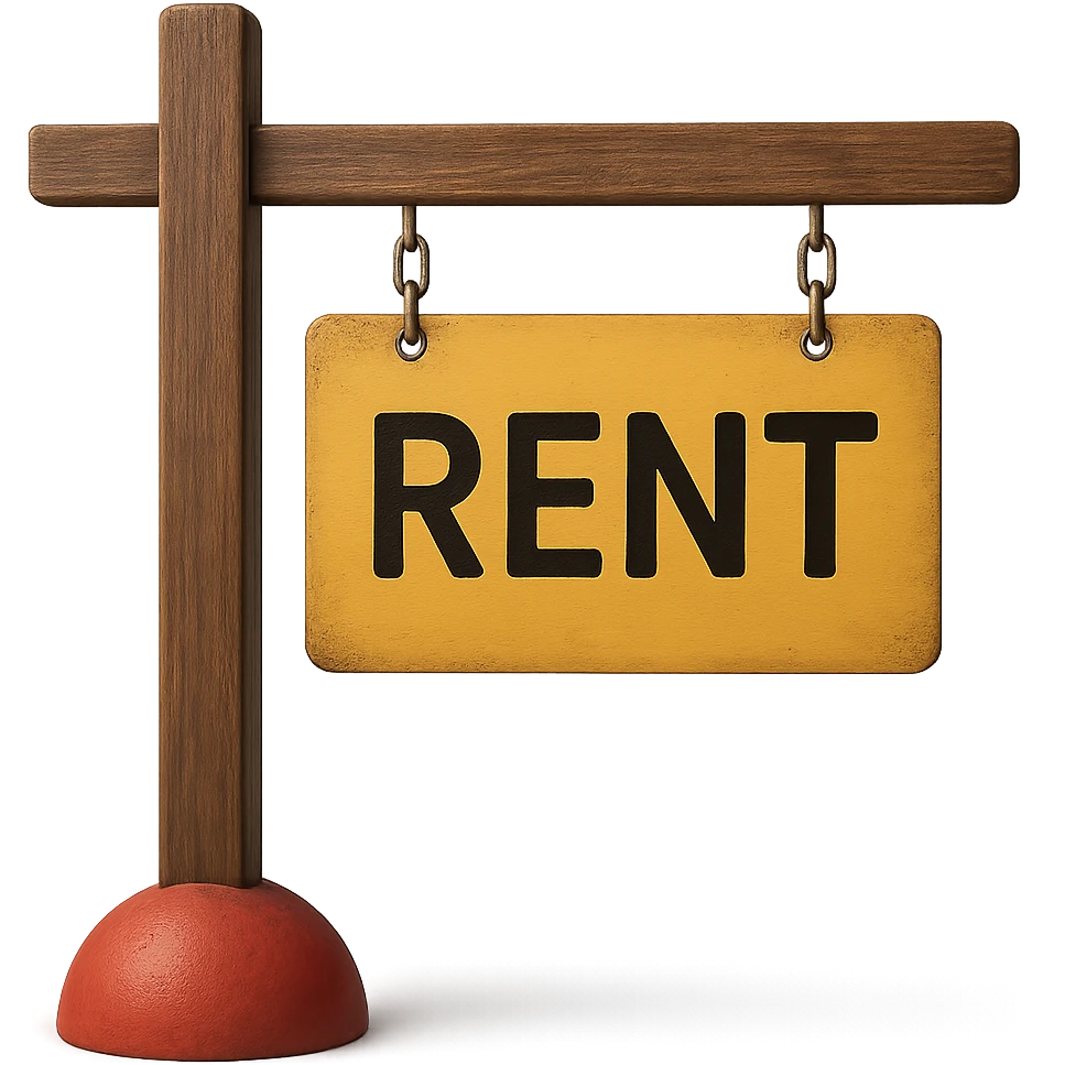 Make the rent sign board look realistic with a photo-like appearance, keep the background transparent. emoji