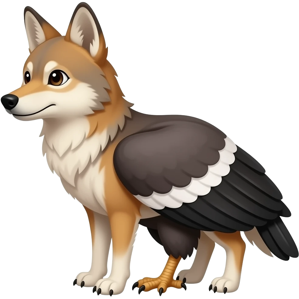 Friendly animal half Coyote and half condor emoji