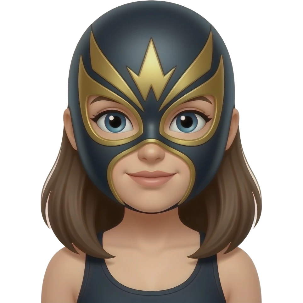 Girl with wrestling mask emoji