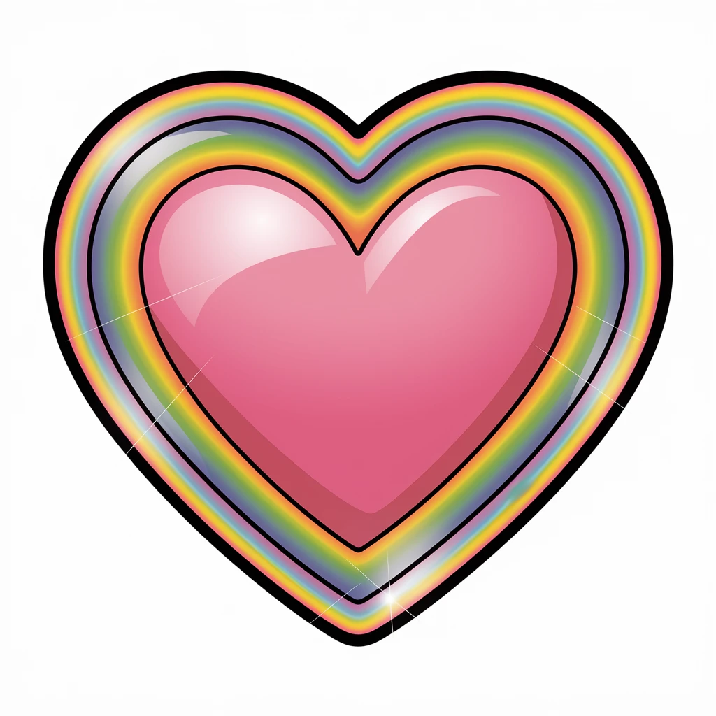 heart with a holographic rainbow border emoji
