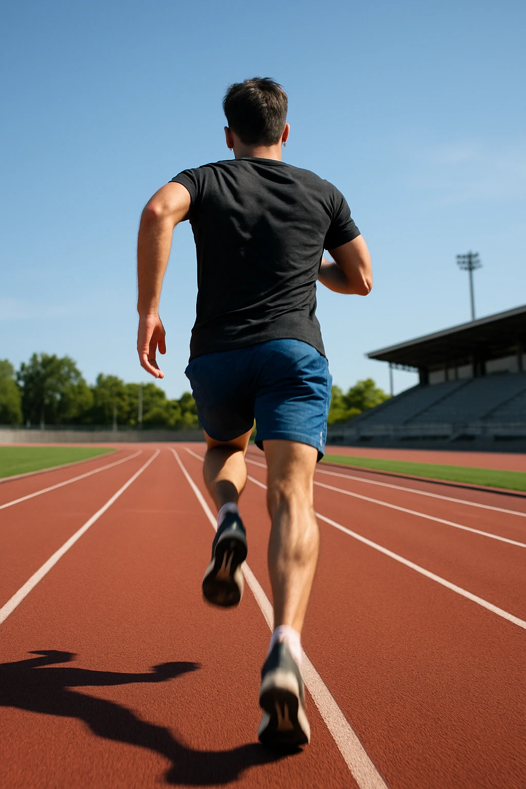 A person running on a track, viewed from behind emoji