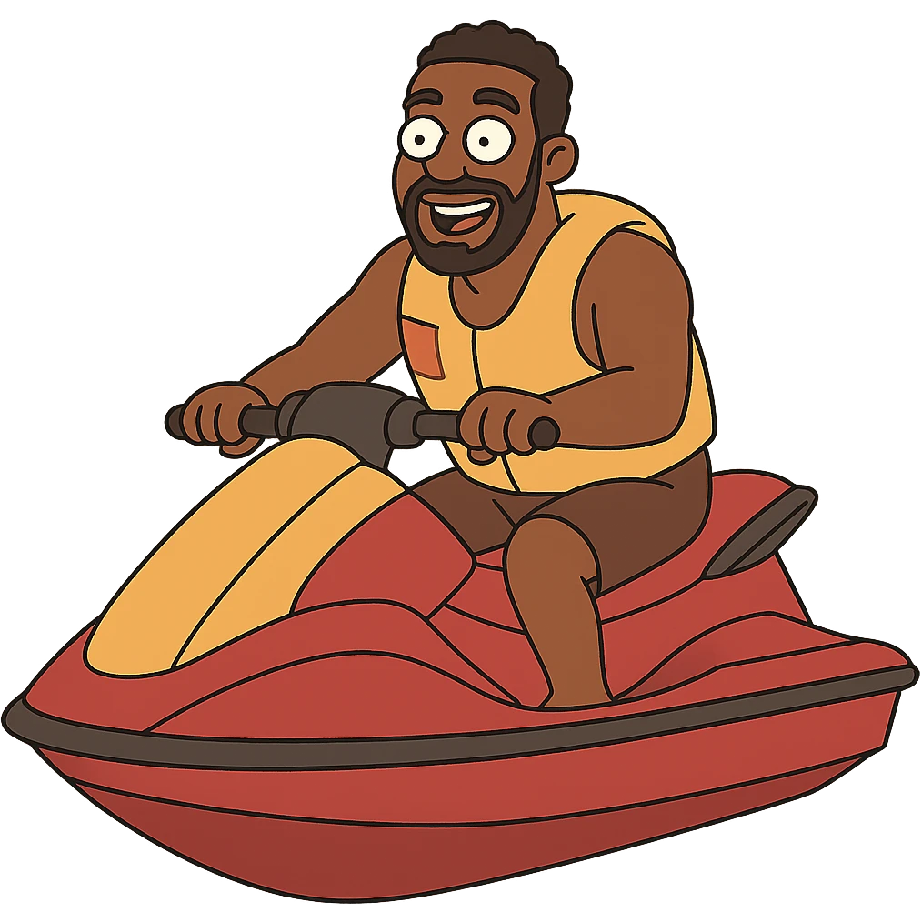 black man on a jet ski emoji