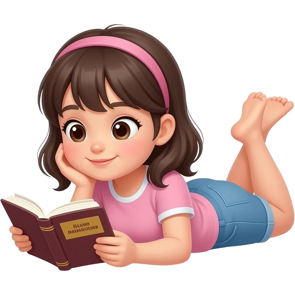 a girl lay and reading book emoji