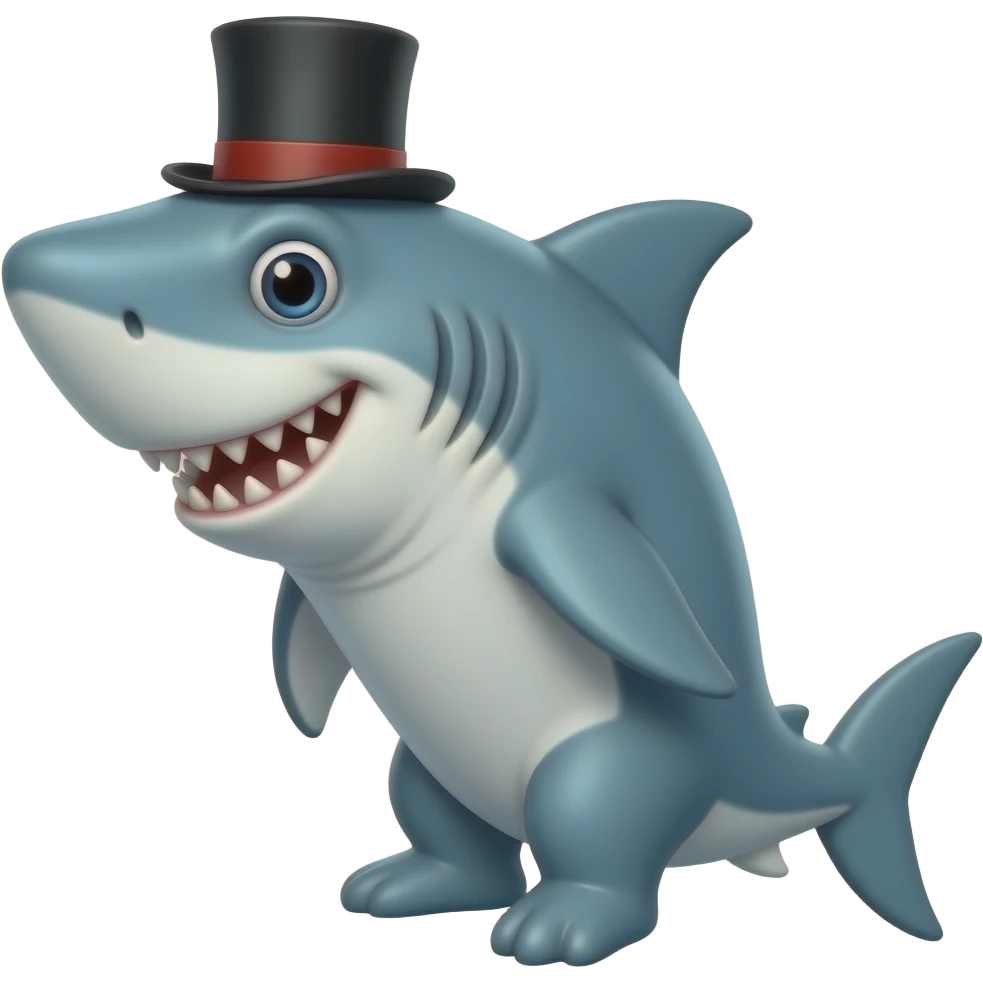 Shark with a top hat emoji