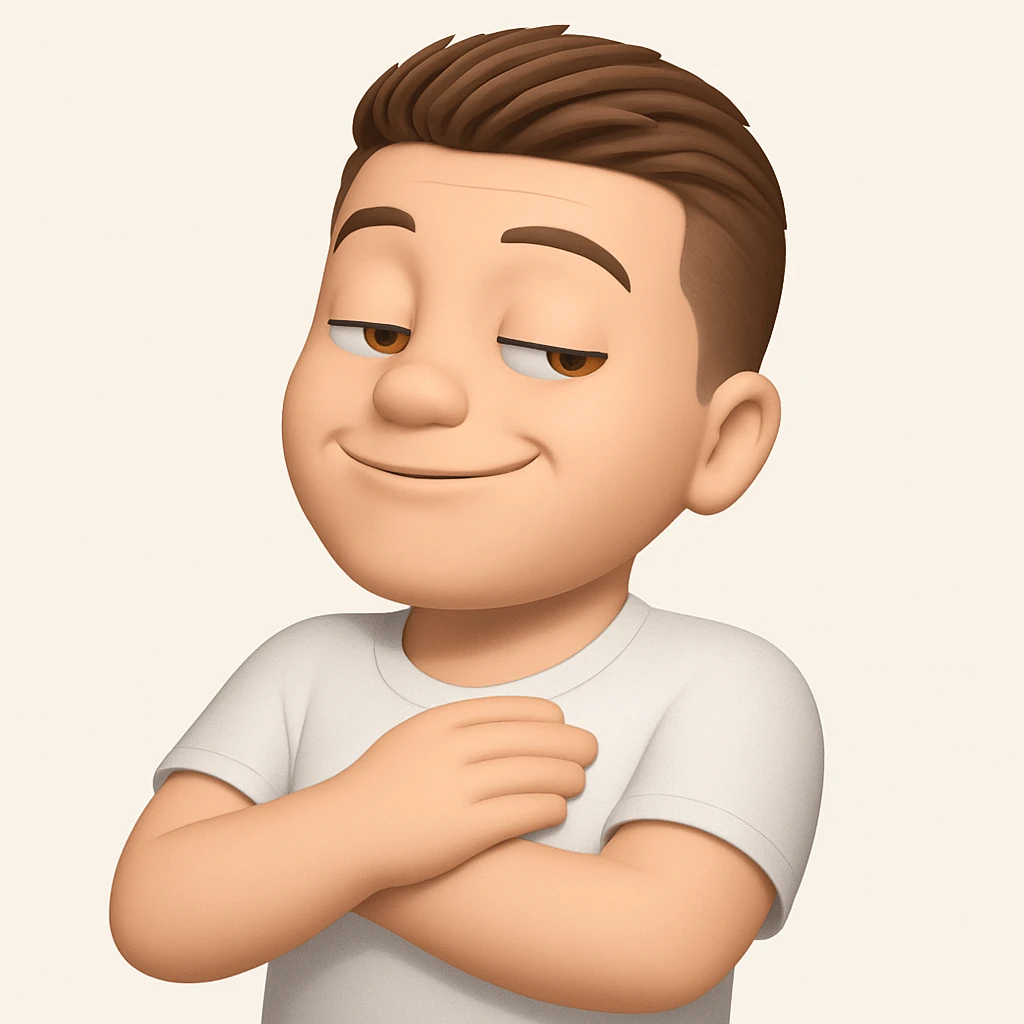 Based on these photos, make an emoji with facial features preserved, man in white t-shirt, proud emoji
