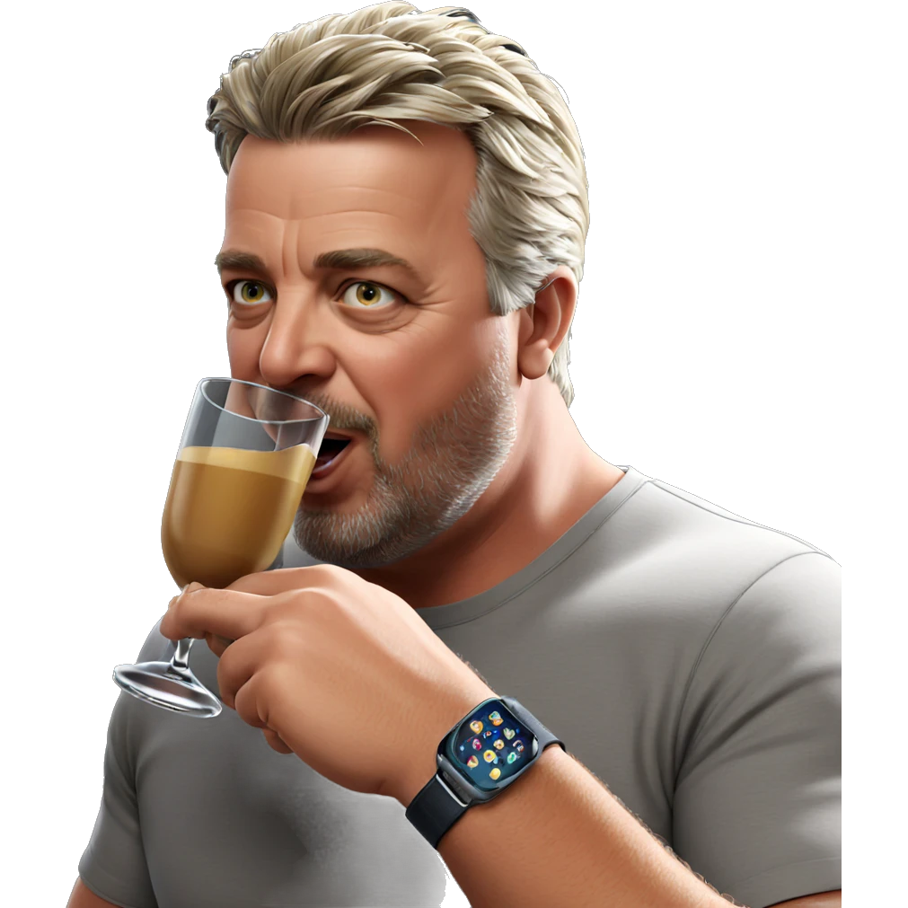 male enjoying drink indoors emoji