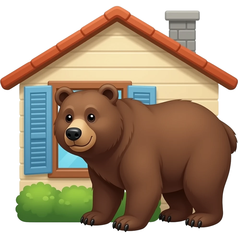 Big Bear inside a house looking out the window emoji