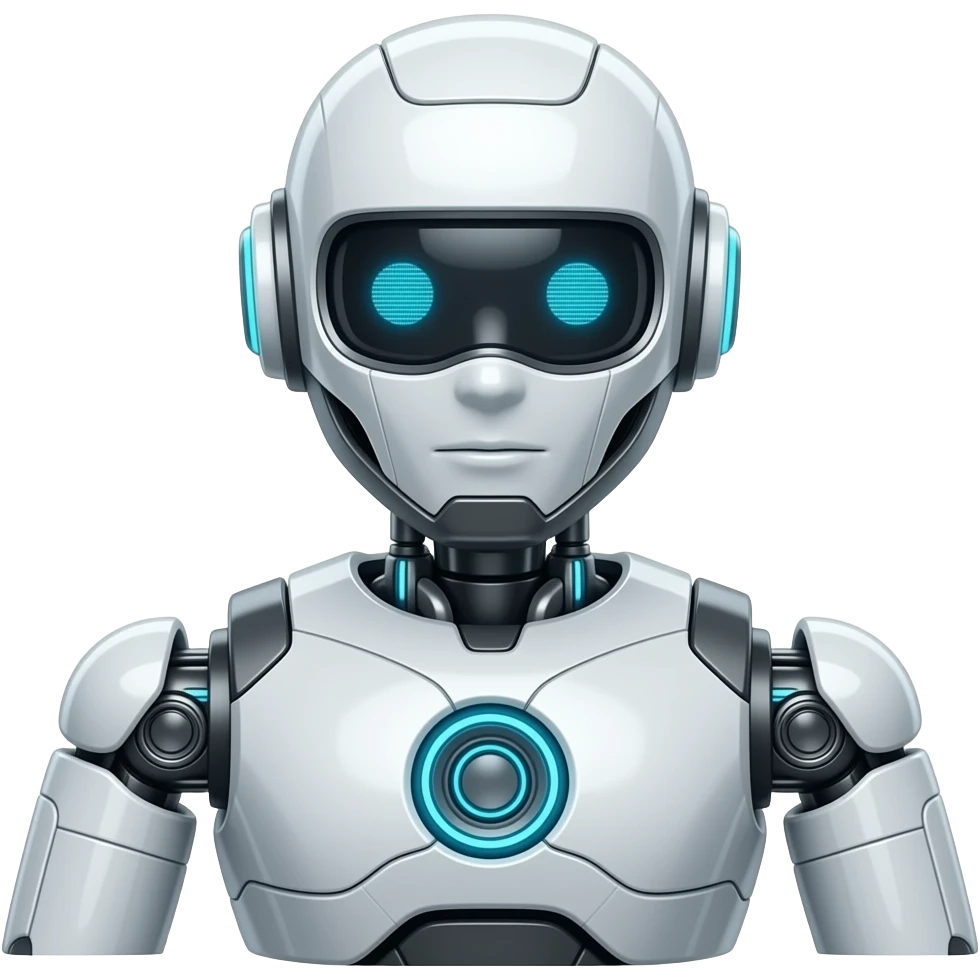 Crée-moi un robot élégant de type mixte futuriste emoji