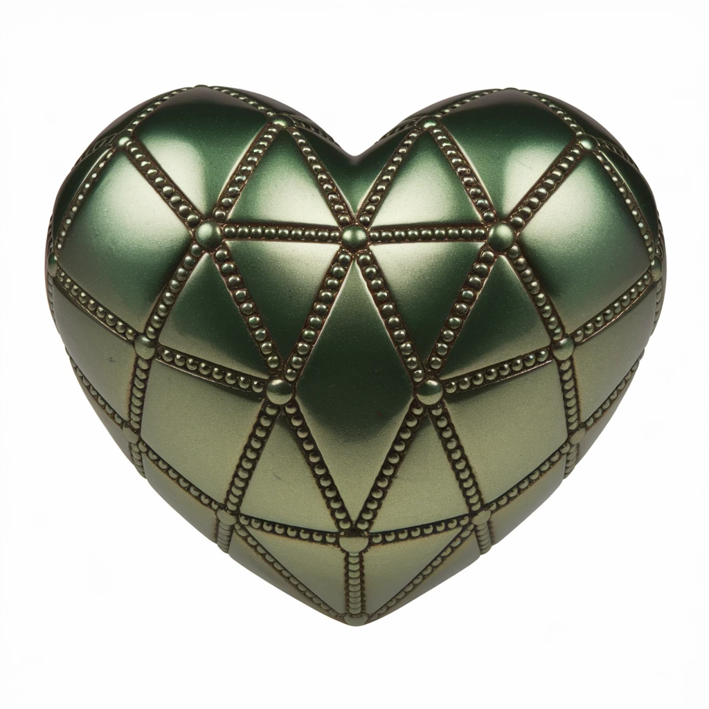 heart with a metallic green finish emoji