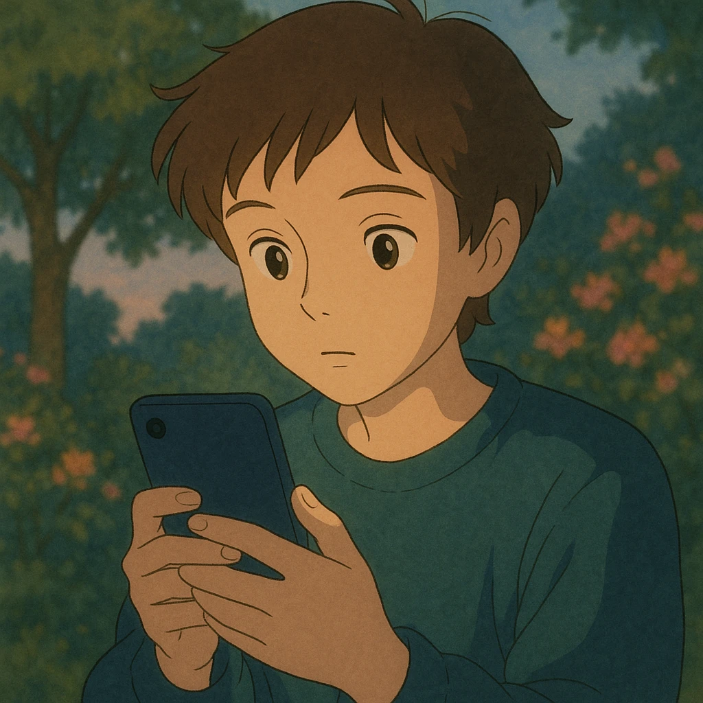 person staring at phone emoji