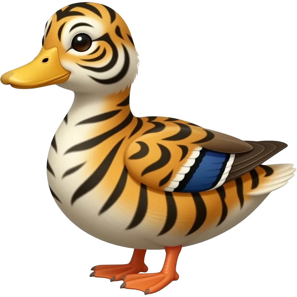 create emoji of tigerpainted duck, but replace orange colors with black emoji
