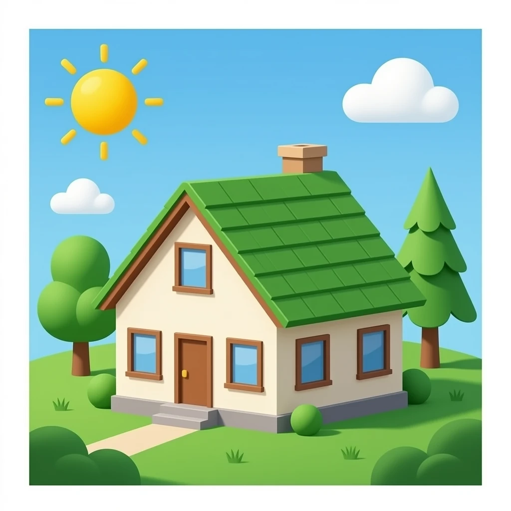 But green roof and no background only house emoji