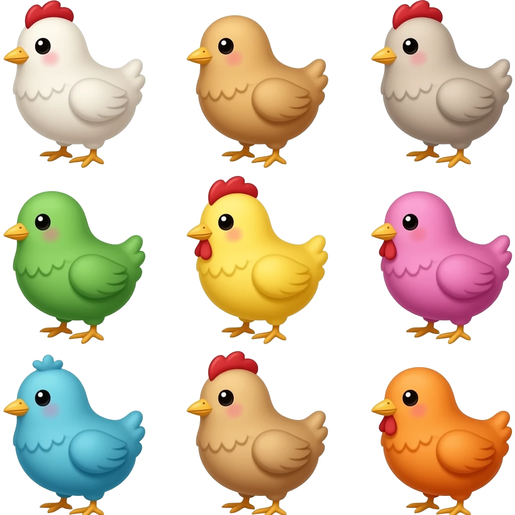 Pollitos de diferentes colores emoji