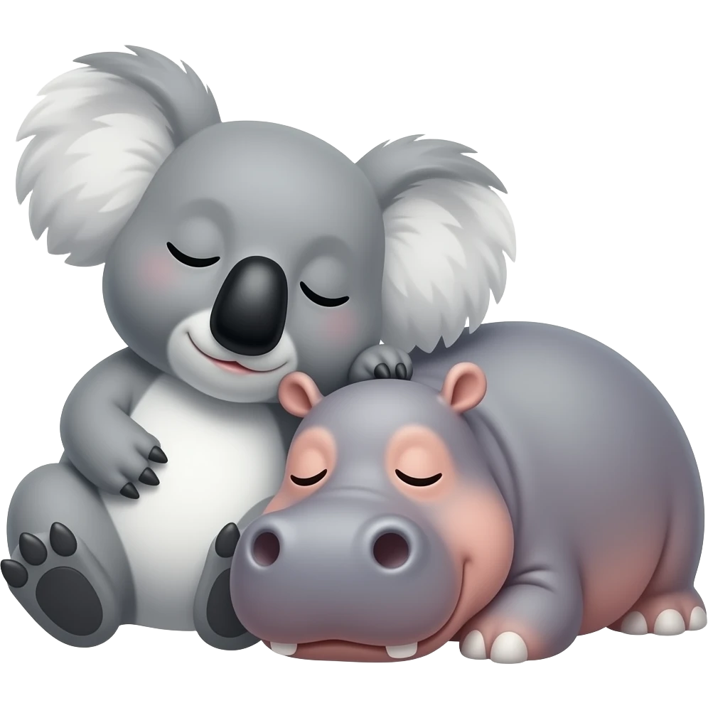 koala and hippo sleeping together emoji