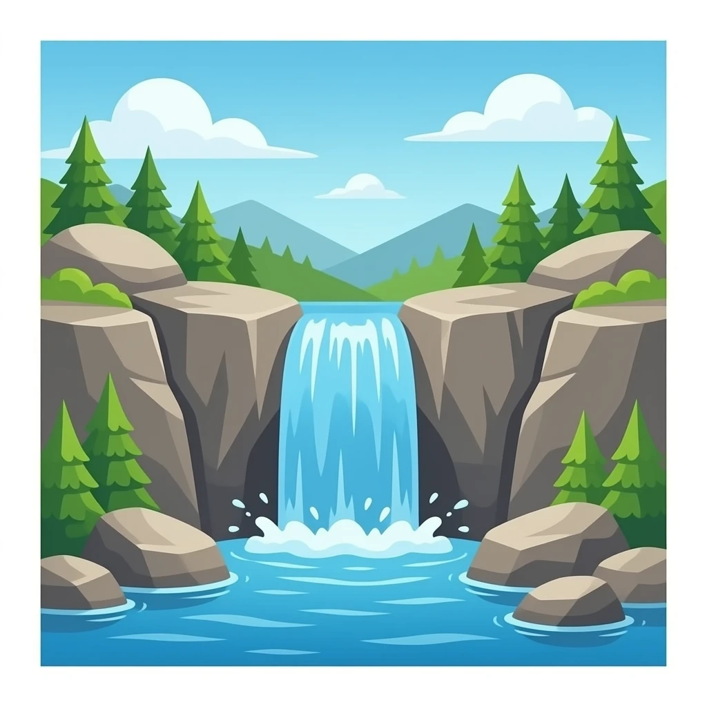 In between rocks water is falling fown emoji