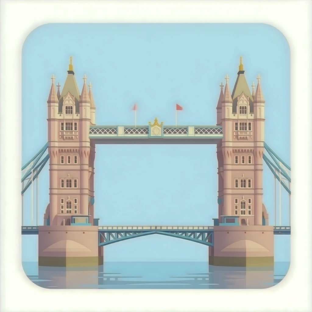 Tower Bridge, isolated, centered, no background, blush pink towers, champagne gold bridge details, elegant feminine luxury London style emoji