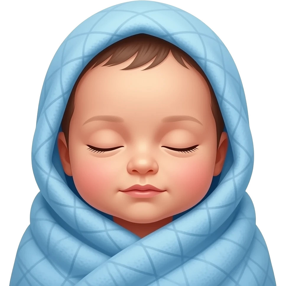 a little newborn baby wrapped in blue blanket with his eyes closed emoji