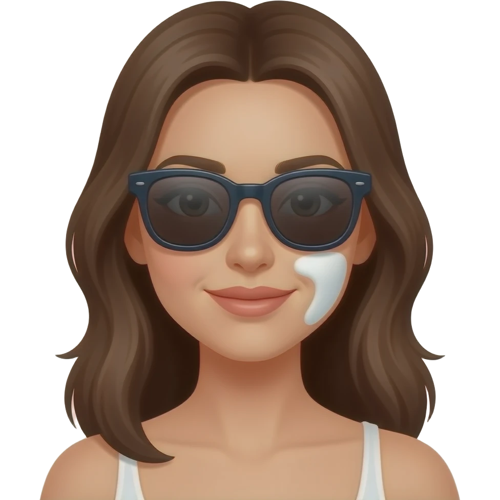 woman white face Sunscreen and sunglass, closeup emoji