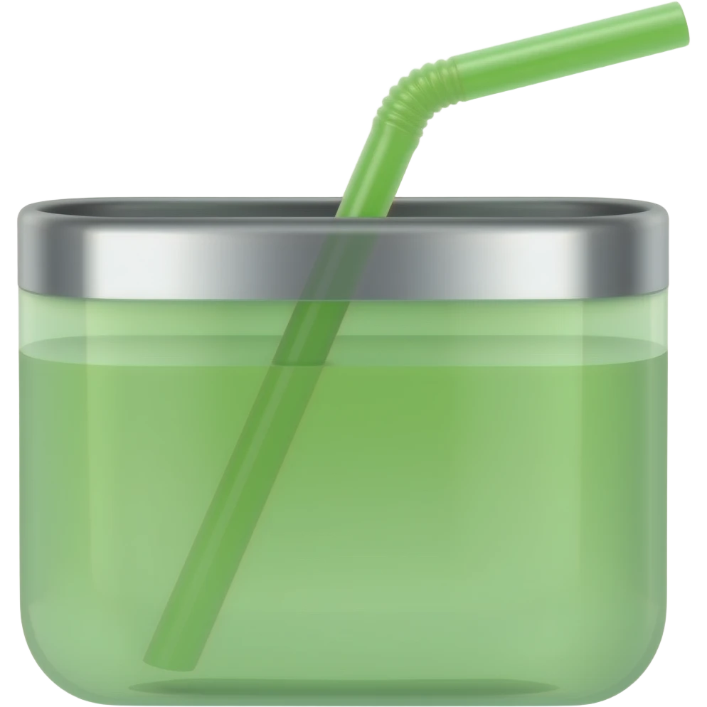 Bright green Stanley whittle with straw emoji