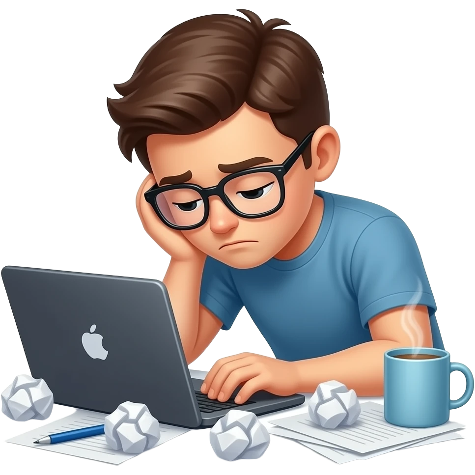 exhausted student with glasses on laptop emoji